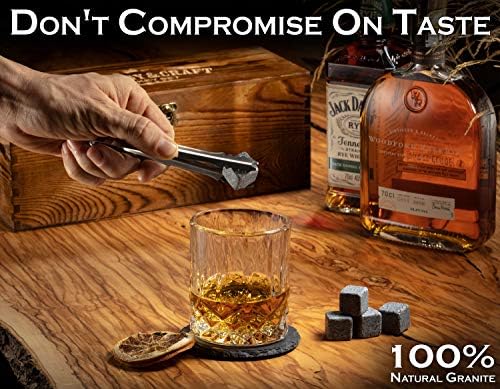 Whiskey Geschenkset für Männer – Premium Set mit 2 Gläsern, Granit-Steinen & Zubehör – Ideales Vatertagsgeschenk in Holzkasten