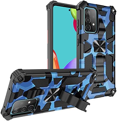 Samsung A13 4G Case, Galaxy A13 4G Case, Camouflage Design Military Grade Protective Cover Soft TPU Hard PC Tough Armor Shockproof Phone Case for Samsung Galaxy A13 4G with Kickstand, Blue