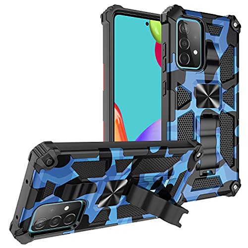 Samsung A13 4G Case, Galaxy A13 4G Case, Camouflage Design Military Grade Protective Cover Soft TPU Hard PC Tough Armor Shockproof Phone Case for Samsung Galaxy A13 4G with Kickstand, Blue