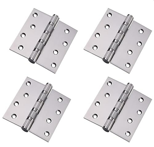 Luminexia Lot de 4 charnières de Porte en Acier Inoxydable,charnières de Porte à Billes en Acier à,charnières de Porte à roulement à Billes avec,pour Meubles Matériel Armoire Garde Porte,Argenté