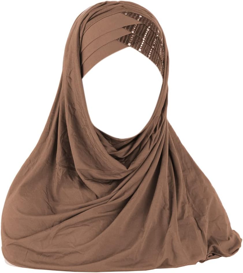 Glitter Muslim Turban Hijab Cap Long Hejab One Piece Islamic Head Scarves Shawl Wrap for Women Girls
