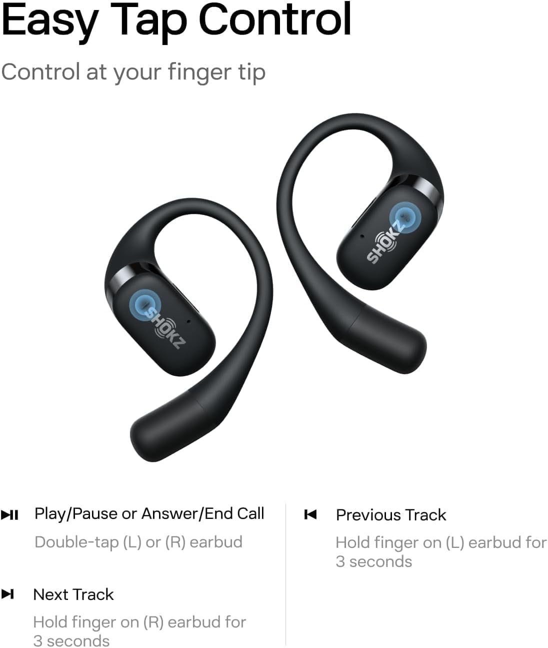 SHOKZ OpenFit - Open-Ear True Wireless Bluetooth Headphones with Microphone, Earbuds with Earhooks, Sweat Resistant, Fast Charging, 28HRS Playtime, Compatible with iPhone & Android (Renewed) - Image 7