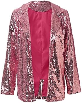 Elegante blazer met glitter-paillettenblazer voor dames, korte cardigan met lange mouwen, bolero, licht, grote maten, zomerjas, glanzende, blazerjas, 3/4 mouwen, schouderjas, feestelijk, bolerojack, feestjas, goud, M