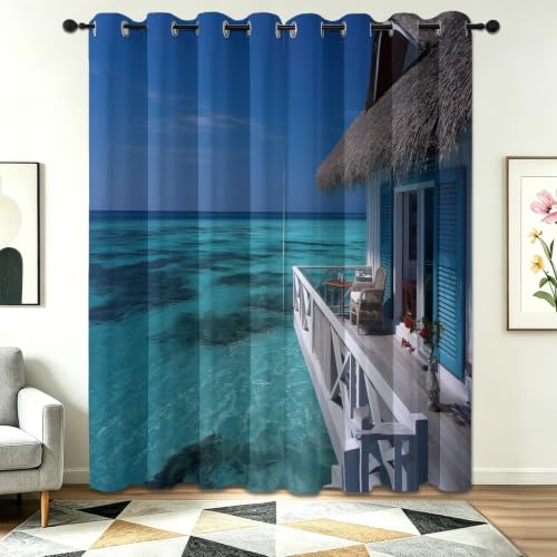 Rideaux isolants contre le bruit motif ocean bleu pour retrouver le calme