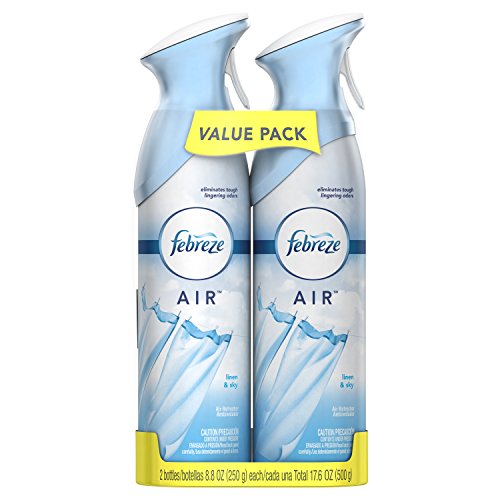 Febreze Odor-Eliminating Air Freshener, Linen & Sky, (2 Count of 8.8 oz Bottles), 17.6 oz