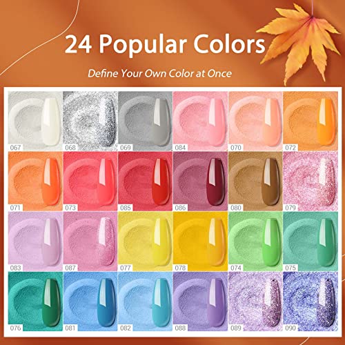 Modelones Acrylic Powder, Christmas 24 Pcs Color Acrylic Powder For Nails Fall Red Orange Glitter Acrylic Nail Powder Acrylic Powder For Nail Art Nail Extension French Nail, Gift For Women #TOP2