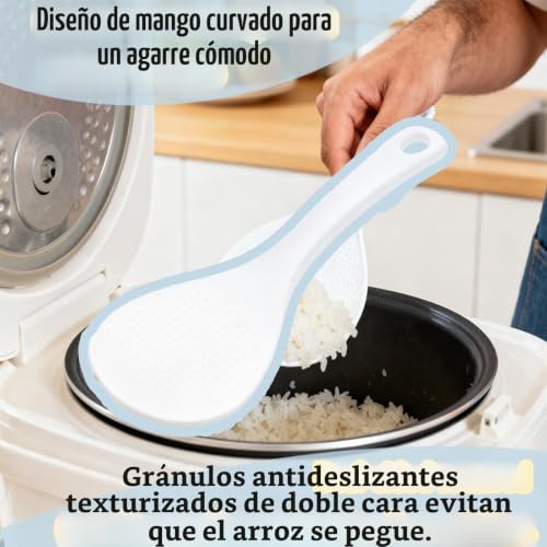 Miniatura 6 de Juego De Paletas De Arroz De Estilo Japonés 2 Cuchara De Arroz Antiadherente, 19,5 Cm, Revestimiento Antiadherente, Apto Para Lavavajillas, Ideal Para Arroz Y Otros Guarniciones