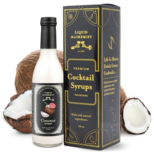 Image of Liquid Alchemist Coconut Syrup for Drinks - Real Ingredients Make our Cream of Coconut Syrup a Perfect Pina Colada Drink Mix - Tropical Flavoring for Drinks - Vegan & Non-GMO (12.7 oz)