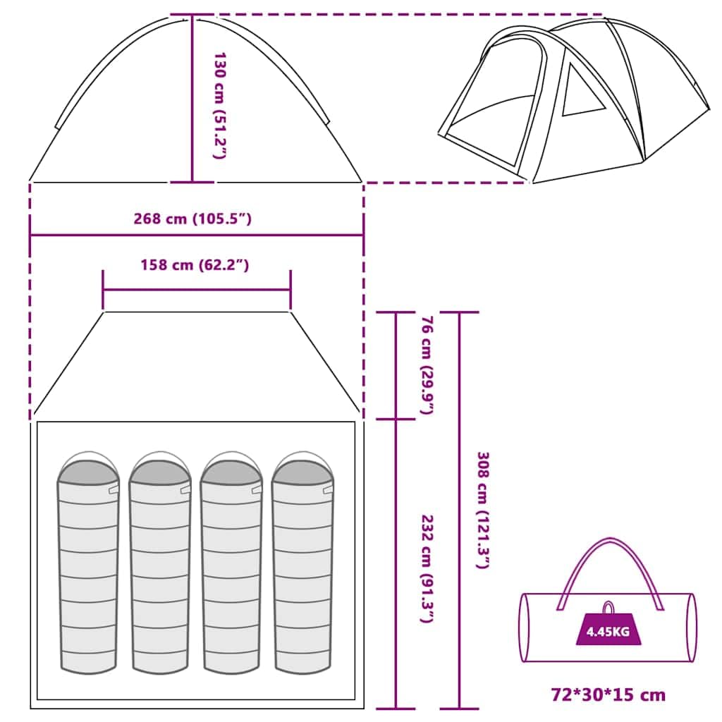 Kuppelzelt Camping für Personen x x wasserdicht, Grün TAFT, mit E-Port, Belüftung, Tragetasche für Wanderung Trekking Outdoor Sommer Festival