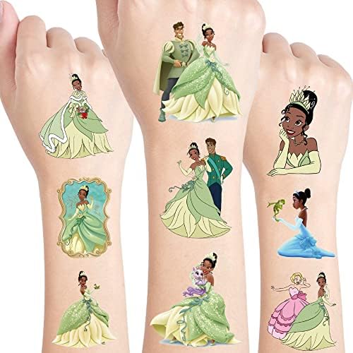 150 PCS Princess Tiana Party Favor Tattoo Sticker, Princess Frog Movie Theme Tattoo Sticker For Party Decoration Kids Gifts