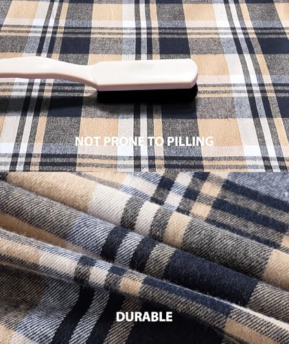 ZITY 3 Pack Men's Flannel Hoodie Shirts Long Sleeve Casual Vintage Button Down Plaid Shirt Jacket with Pocket Deepbluebeige blackpurple Blue XL - Image 5