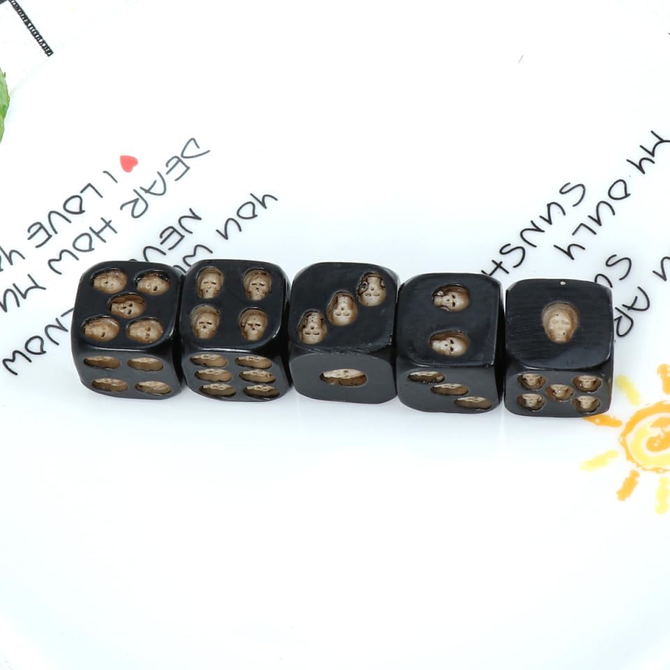 VICASKY Dice Set Skull 5 Pieces 6 Sided Gothic Skull Dice for Adults Great for Entertainment