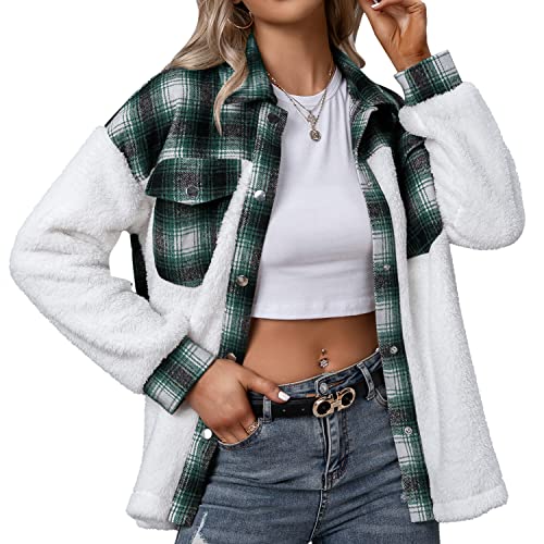 Lu's Chic Women's Fleece Jackets Furry Jacket Flannel Snaps Winter Long Sleeve Shackets2
