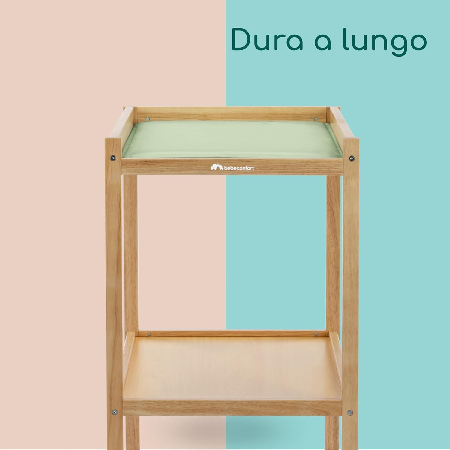 Bebeconfort Daisy, Fasciatoio Neonato, 0-12 mesi (11 kg), Materassino fasciatoio Impermeabile incluso, Facile da pulire, Sicuro, Ripiano Porta Oggetti, Facile da montare, Legno naturale