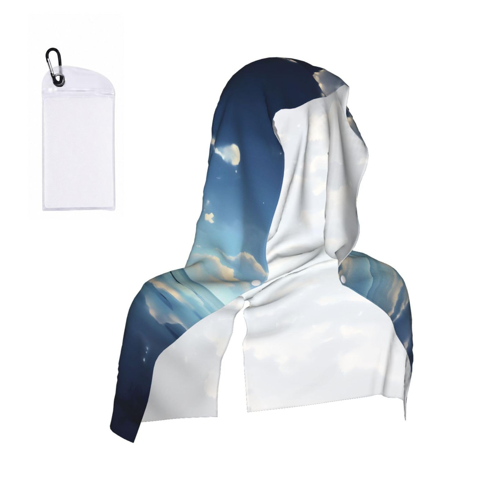 CNTDBU White clouds over the sea Cooling Towel Hooded-Instant Chill Neck Cover for Sports, UV Cooling Rag for Running Gym