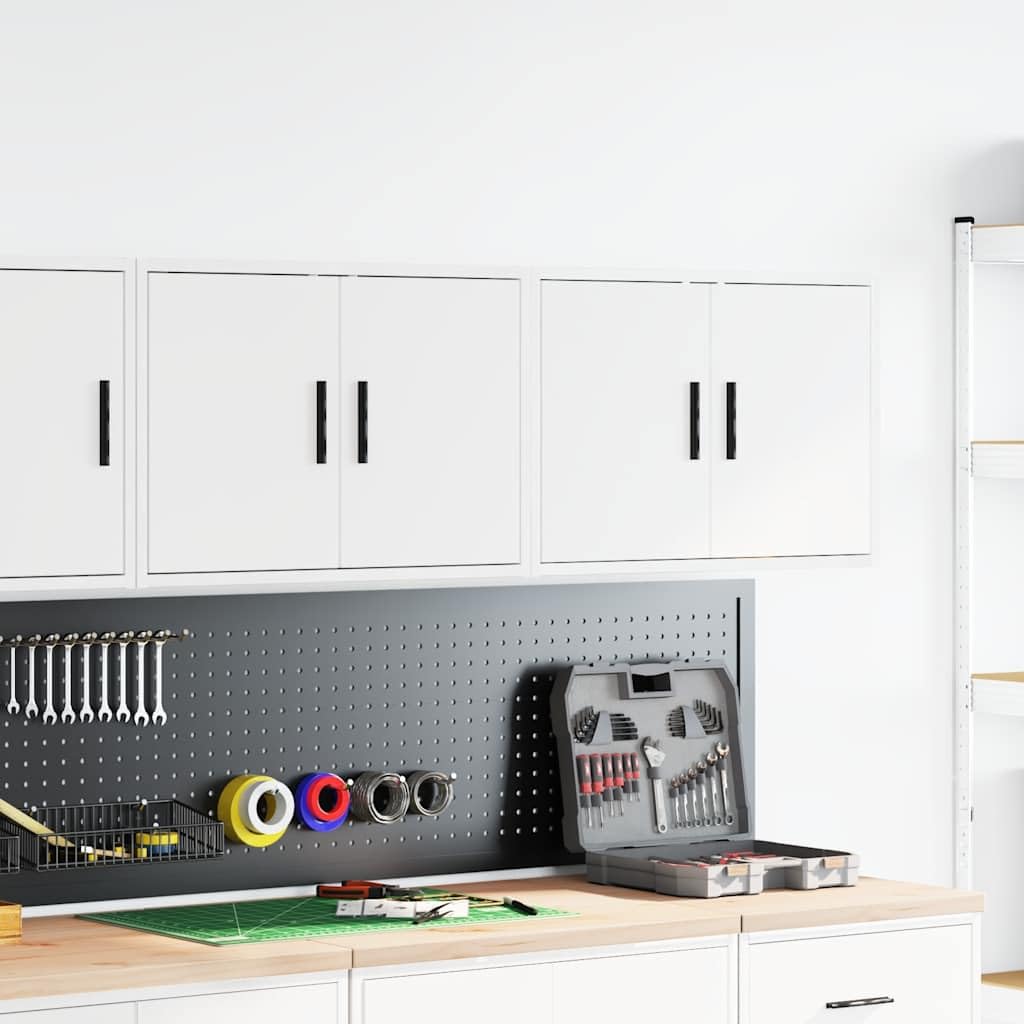 Générique Armoires murales de Garage 2 pcs Blanc Bois d'ingénierie,Entreprise & Industrie,Stockage Industriel,Armoires industrielles,Blanc,19.65 KG,860644