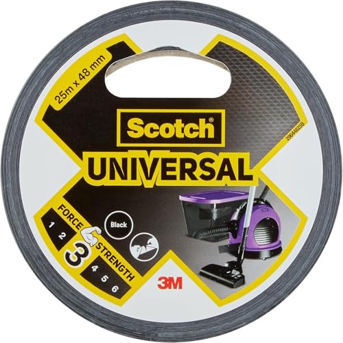 Scotch Ruban Adhésif Toilé de Réparation, UNIVERSAL, Noir - 1 Rouleau, 25 m x 48 mm - Usage Intérieur, Adhésif Puissant, Résistant et Imperméable – vue 2