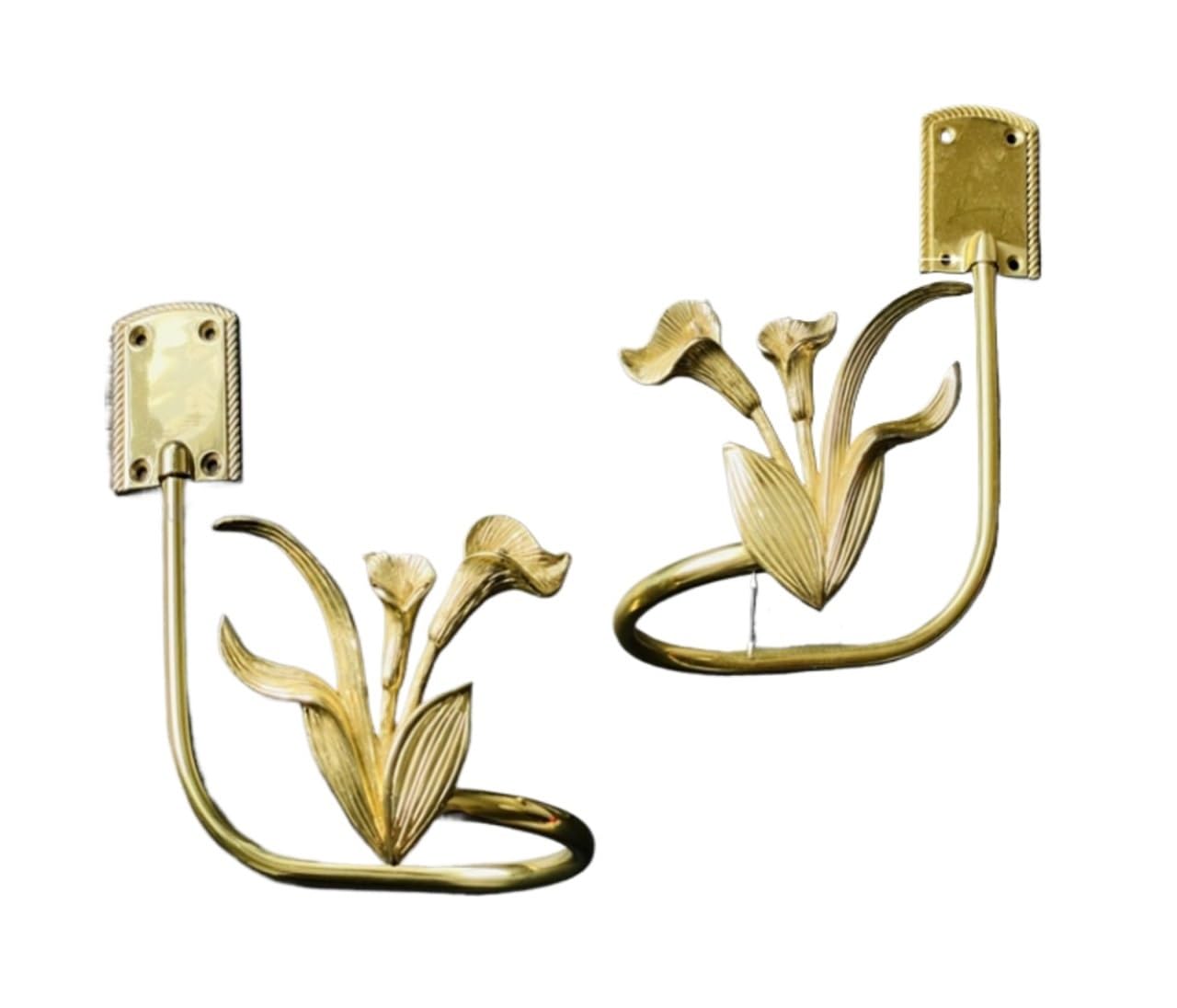 Brass Curtain Tieback Hook Golden Curtain Hooks Full Copper Angel Buckles Holdbacks Wall Mounted Decor Hangers(Orchid-A PAIR)