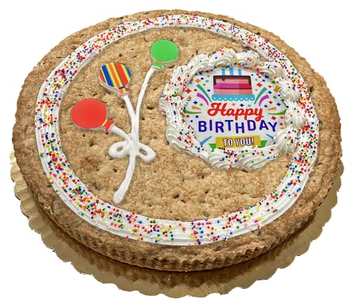 Happy Birthday Cookie Cake, Bakery Fresh [10 Inch / 2.5 Lb, Serves 14 Slices]