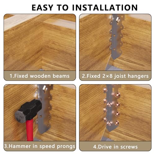 Image of 25 pcs 2x8 Joist Hangers with Screws, Galvanized Face Mount Hurricane Tie | 20-Gauge Steel Rafter Ties Clips, for Wood Posts Floor Deck Ceiling Trusses, Lumber Beam Connectors