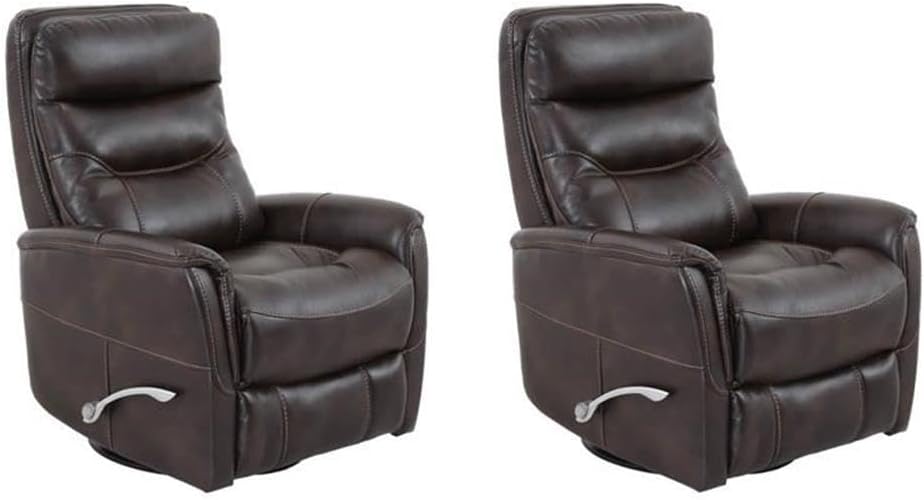 Pemberly Row Set of 2 Polyester Manual Swivel Glider Recliners in Truffle Brown