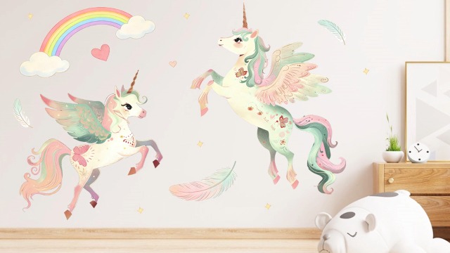 Vinilo decorativo unicornio arcoíris 35x12 in Mfault miniatura 7