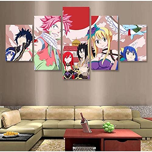 MPPSU Anime-Manga-Fairy-Tail-Affiches Tableaux, Posters et Arts Décoratifs Tableau Cuisine Decoration Murale Salon Moderne Impressions Sur Toile Intissee 5...