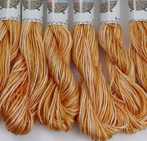 Image of KCS Big skeins of 25 Meters Size 25 Color Variegated Cross Stitch Stranded Threads,6 skeins,4128