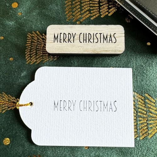 Merry Christmas Rubber Stamp Wood Handmade Holiday Craft Stamp for Cards Gift Wrapping DIY Christmas Projects Scrapbooking Crafts