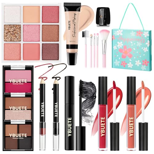 YBUETE Kit di trucco per adolescenti, ragazze e donne, kit di trucco da viaggio, set regalo portatile per principianti e professionisti, include fondotinta, ombretti, rossetto, eyeliner, mascara