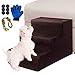 Masthome Escaleras para Perros de 3 Pasos,Rampa para Perro,Escalera de Cama para Gatos,Mascotas,Pequeño Animales,Con 6 Fondo antideslizante y un Guantes para mascotas y un juguete de cuerda para perro