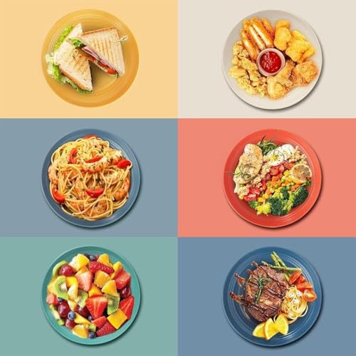 Image of YANCI 20 cm Large Deep Plastic Plates, Unbreakable and Reusable Light Weight Dinner Plates Pasta and Dumpling Bowl Microwave Safe BPA Free Dishwasher Safe, Set of 8, Yellow