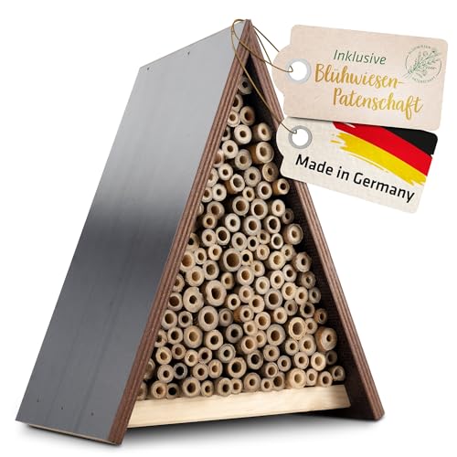 GARDIGO® Ruche pour Abeilles Solitaires en Bois Naturel, Hôtel Maison, Nichoir Abeilles Maçonnes Sauvages, Pollinisation Jardin, Fabriqué en Allemagne