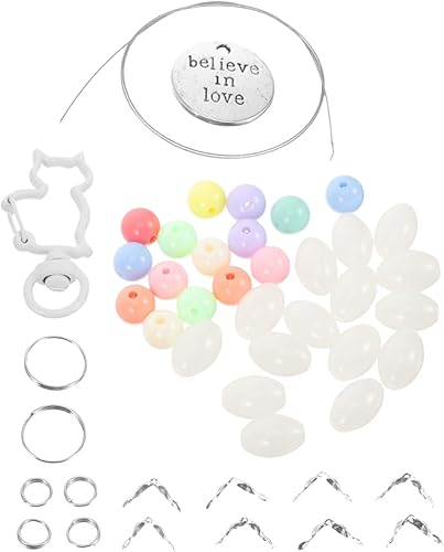 EXCEART 1 bolsa de acrílico surtido de cuentas de llavero para hacer cuentas de bricolaje para hacer pulseras, collares, aretes, llavero colorido