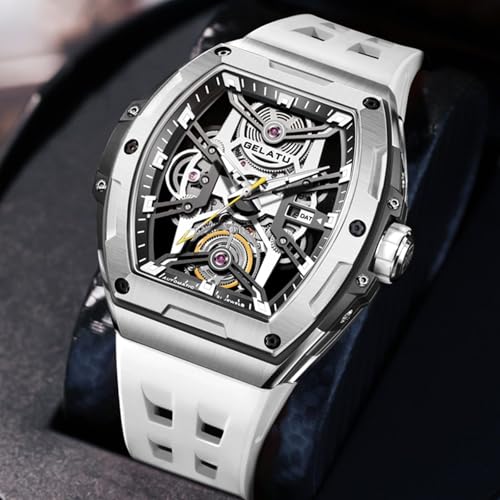 Image of OLEVS Men Automatic Watch Diamond Skeleton Mechanical Original Luxury Self Winding Wrist Watch for Men