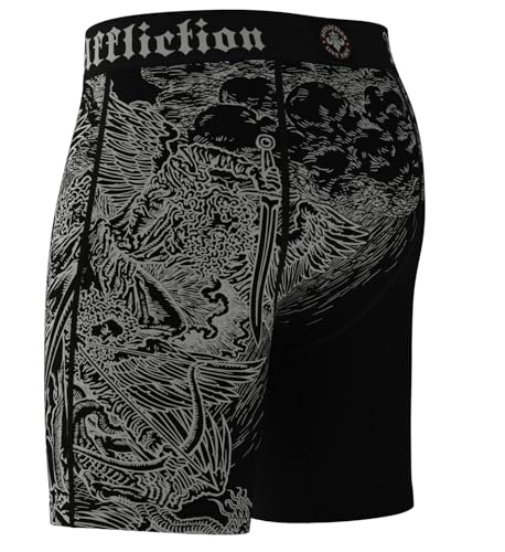 Affliction Men's Boxer Briefs, Black with Gothic Wing Art Print Design, Performance Athletic Underwear4