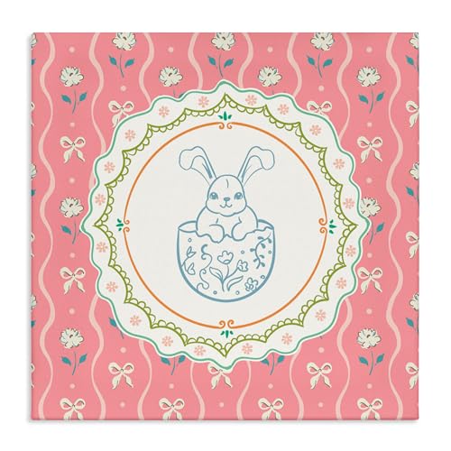 Stupell Industries 'Spring Bunny & Egg Shell', Canvas Art, 17 x 17 Inches, Easy to Hang and Sturdy, Made in USA, by Angela Steahling
