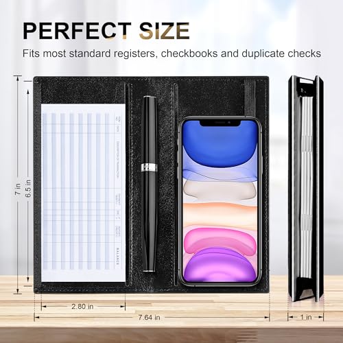 Image of CASMONAL Checkbook Covers for Personal Checkbook Holder RFID Premium Vegan Leather Checkbook Cover for Duplicate Checks