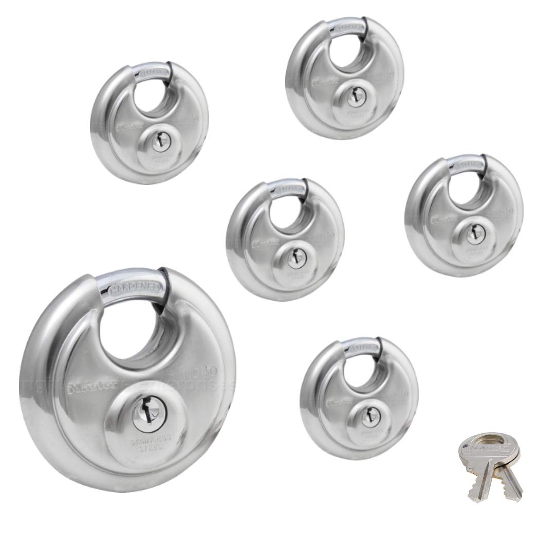 Master Lock - (6) Keyed Alike Stainless Steel Trailer and Multi Purpose Padlocks w/12 Keys, 40KA-6