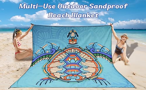 Image of WIWIGO Beach Blanket Waterproof Sandproof Beach Mat 79 inch X 83 inch /10'x9'for 2-8 Adults Quick Drying Outdoor Picnic Mat Beach Accessories for Travel, Camping, Hiking
