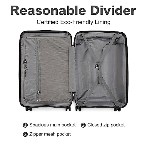 British Traveller 28inch Handbagage Koffer Polypropyleen Bagage Lichtgewicht Reiskoffer met TSA-slot Cabine koffer 4 Wielen, (76cm, Zwart) - Image 7