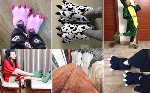 Unisex Funny Animal Costume Paw Claw Shoes, Soft Plush Home Slippers3