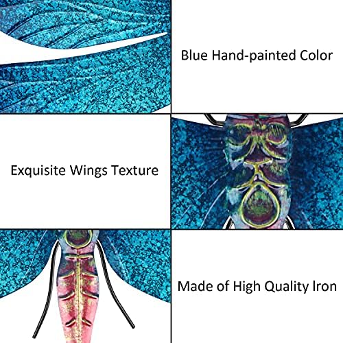 John's Studio Metal Dragonfly Wall Decor Bathroom Glass Art Iron Sculpture Outdoor Orange Hanging Decoration for Home Bedroom Garden Patio Porch or Fence - 2 PCS