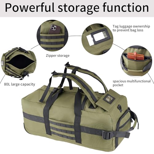 80L Foldable Rolling Duffel Bag