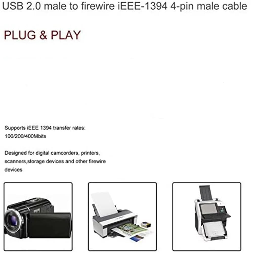 Câble adaptateur USB vers IEEE 1394 Firewire 4 broches pour iLink 1,5 m
