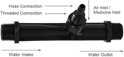 Miniatura 2 de Acogedor Venturi de riego G1/2 pulgadas, inyector de fertilizante, plástico POM, negro, accesorios de riego, paquete de 2