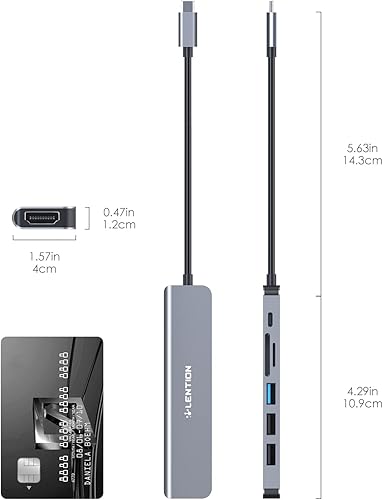Miniatura 9 de LENTION Hub USB C con carga de 100 W, HDMI 4K, lector de tarjetas dual, USB 3.0 y 2.0 compatible con MacBook Pro 2023-2016, nuevo Mac AirSurface,