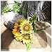 HEBE 2 Pack Artificial Sunflower Bouquet Silk Fake Sun Flowers Arrangement Artificial Sunflower Decor Sunflower with Stems Leaves for Summer Bridal Wedding Bouquet Kitchen Home Decor