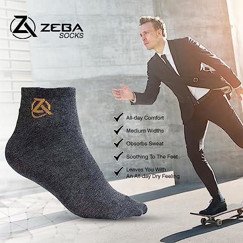 ZEBA Mini-Crew Socks for Men - Gray (6-pack)4
