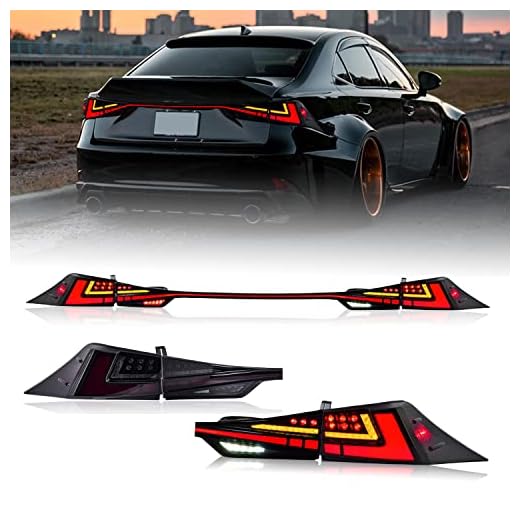 HCmotion LED Tail lights & Tailgate Light Assembly for 2014-2020 Lexus IS250 IS200T IS350 IS300,Taill Lamp With Start UP Animation LED DRL light&Sequential Turn Signal,Reverse Lights (Smoked)